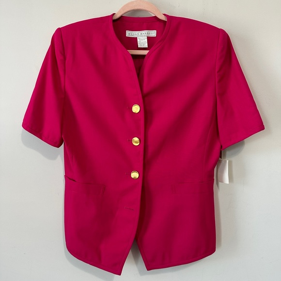 Vintage Megan Barrett Fuchsia Pink Short Sleeve Blazer Size 10 NWT - Picture 9 of 9